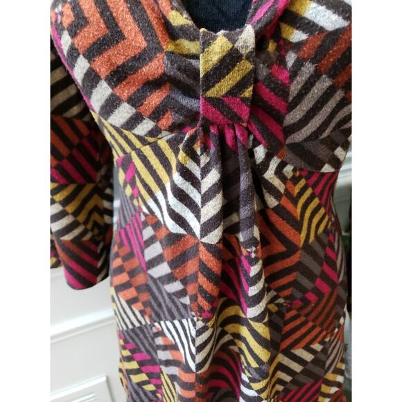 Women's One World Multicolor Tunic Top L Boho V Neck 3/4 Sleeve Stretch Knit - Picture 3 of 12